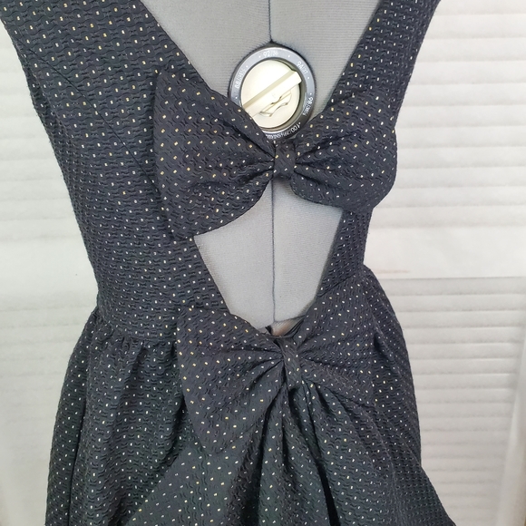 LAST CHANCE Erin Fetherston Winnie bow gold dot pocket dress 4 - Picture 3 of 10